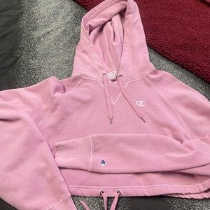 Pink Champion Cropped Hoodie